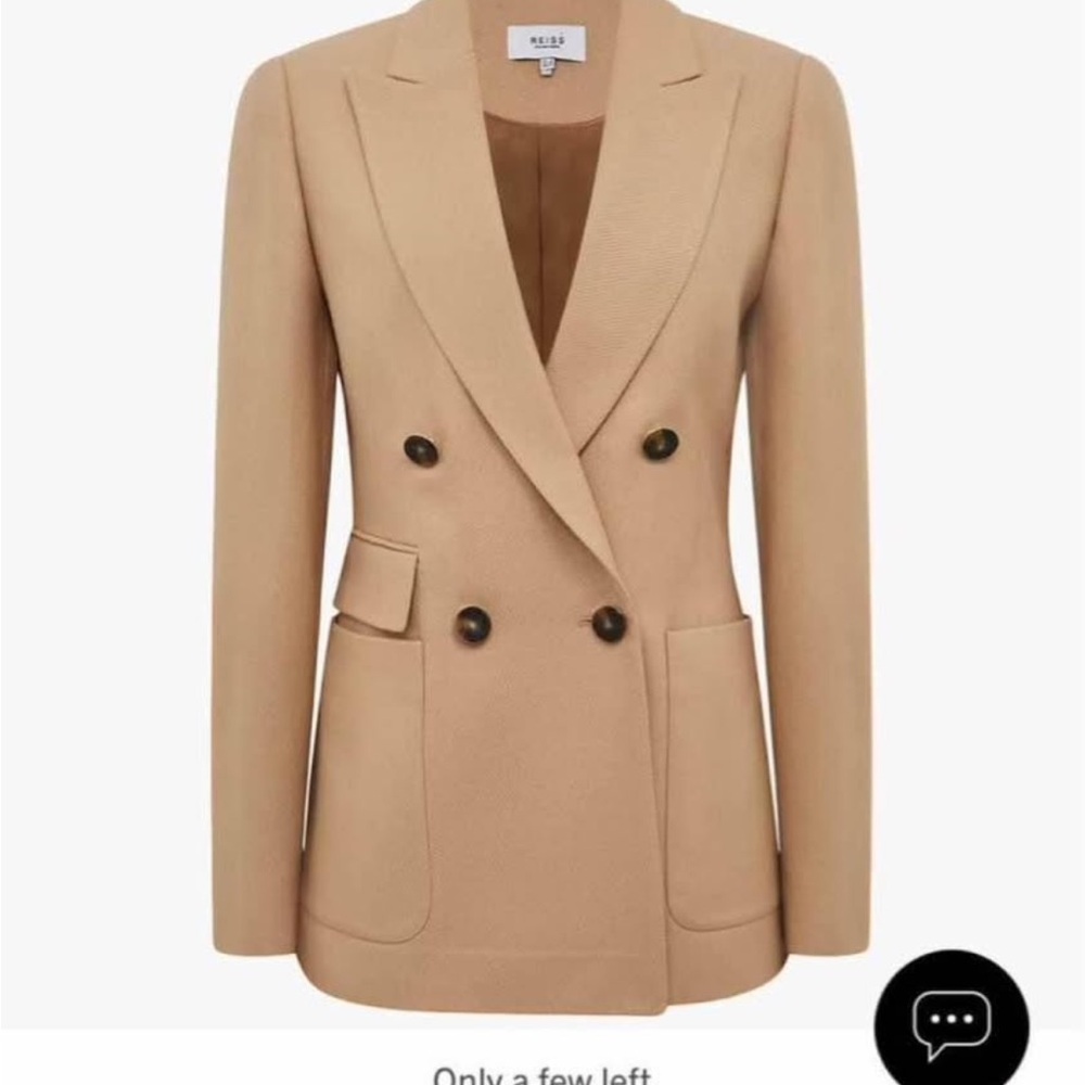 Reiss Camel Double-Breasted Blazer